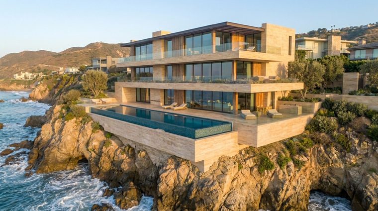 Exterior ocean cliff golden hour