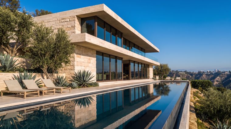 Facade pool side